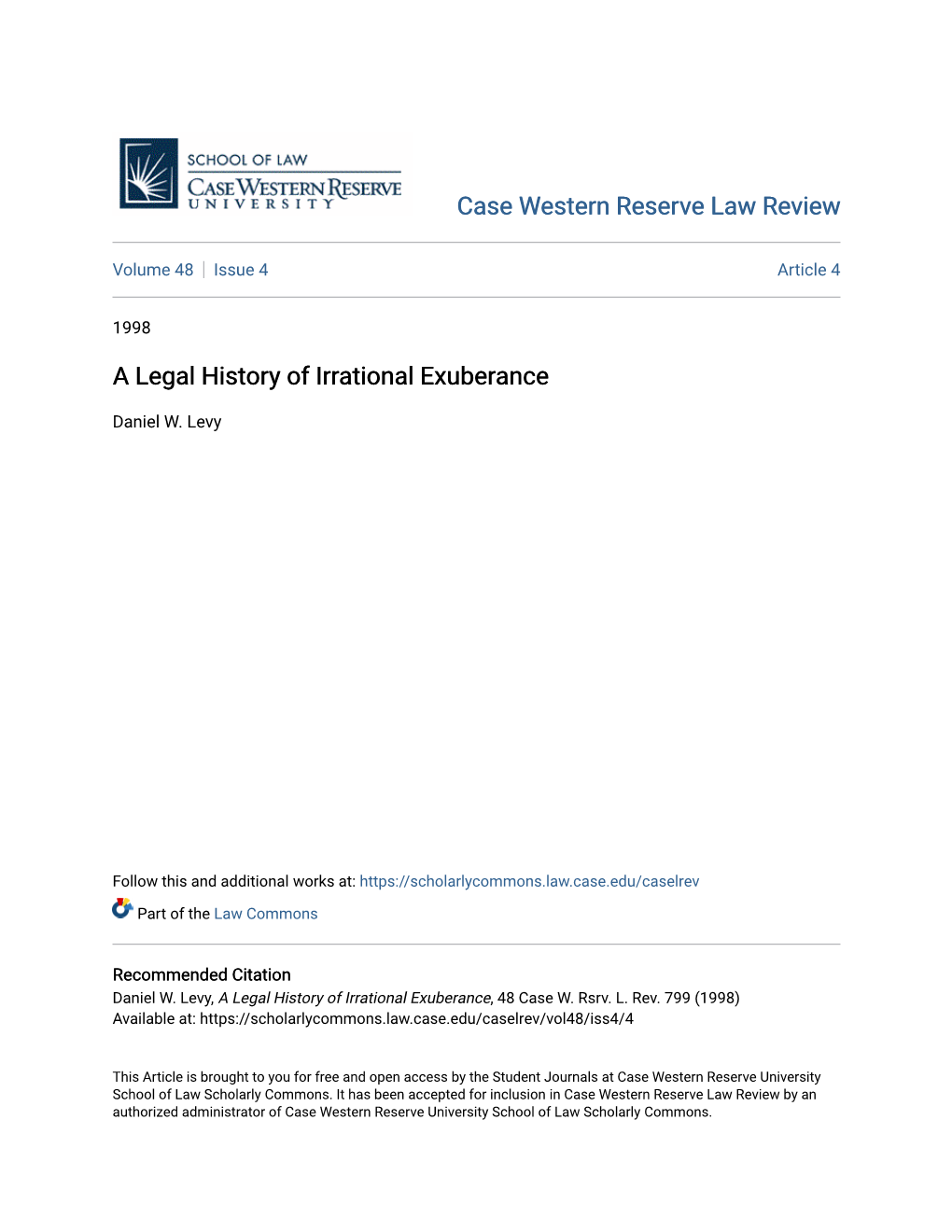 A Legal History of Irrational Exuberance