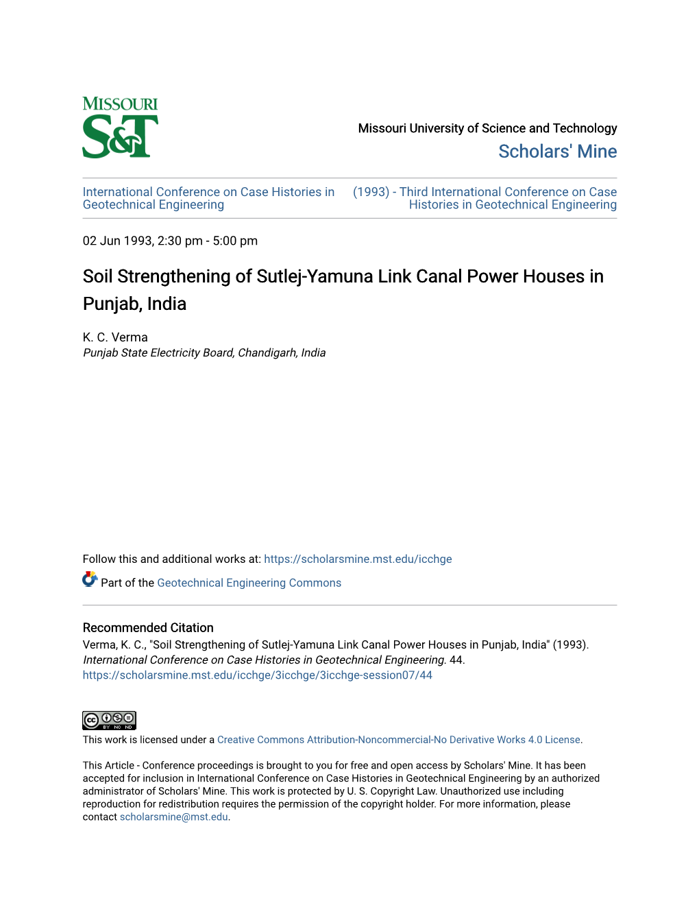 Soil Strengthening of Sutlej-Yamuna Link Canal Power Houses in Punjab, India