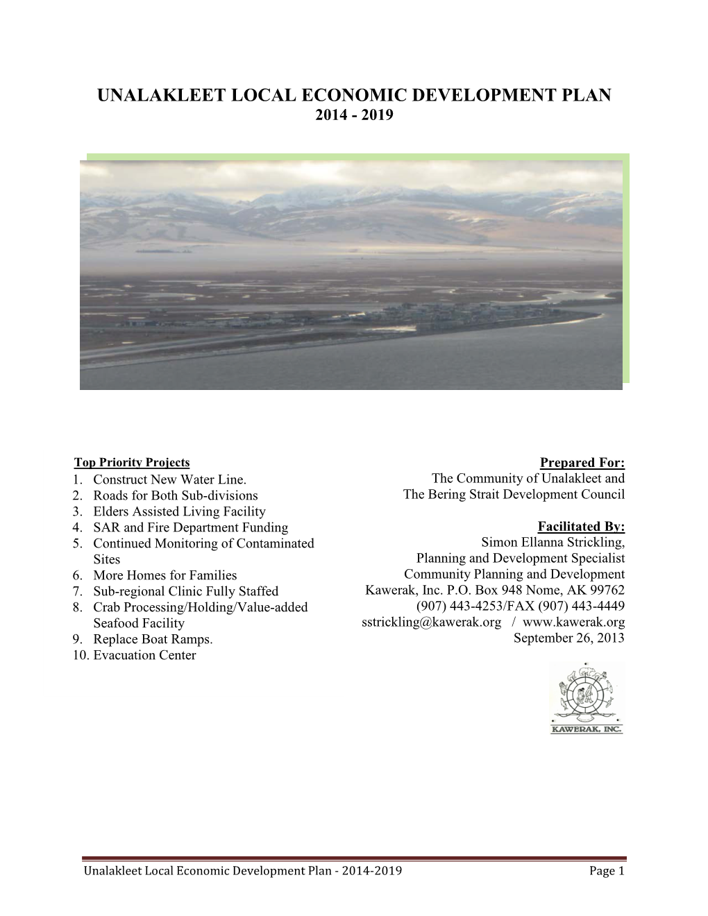 Unalakleet Local Economic Development Plan 2014 - 2019