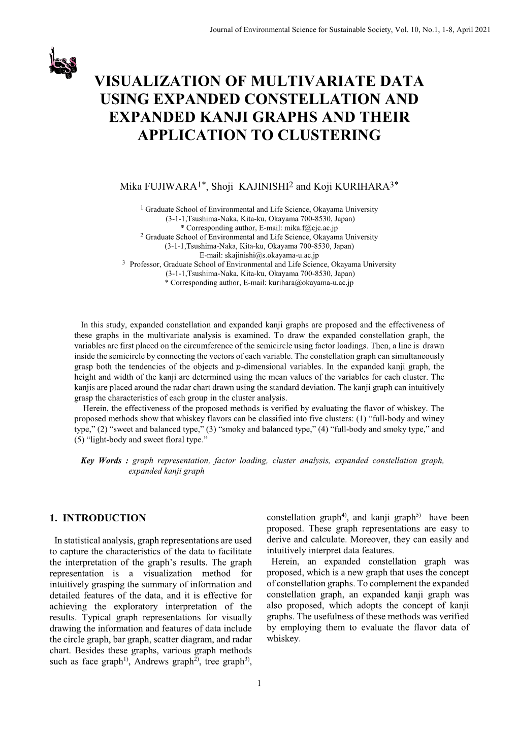 Visualization of Multivariate Data Using Expanded Constellation and Expanded Kanji Graphs and Their Application to Clustering