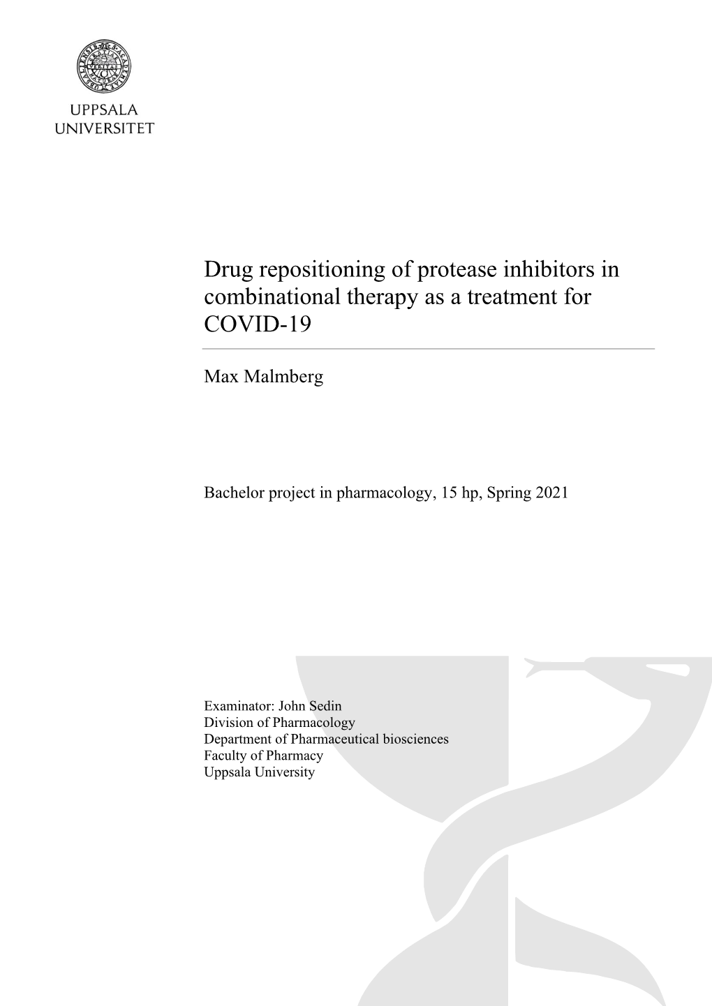 Drug Repositioning of Protease Inhibitors in Combinational Therapy As a Treatment for COVID-19