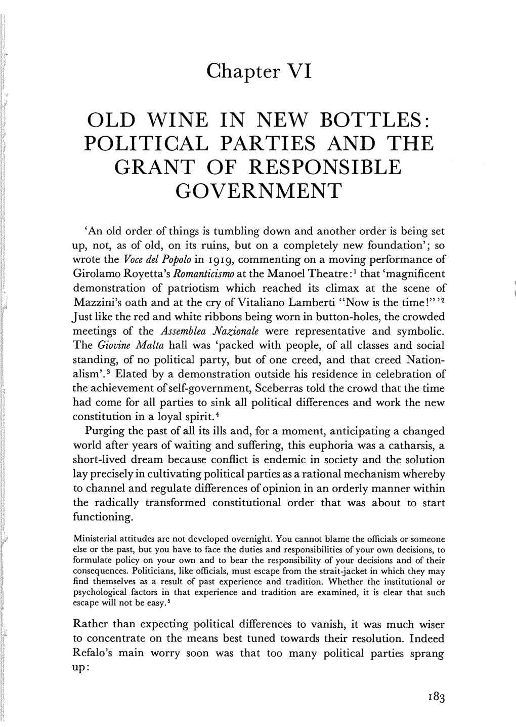 Old Wine in New Bottles : Political Parties and the Grant of Responsible Government