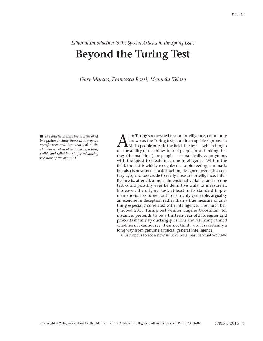 Beyond the Turing Test