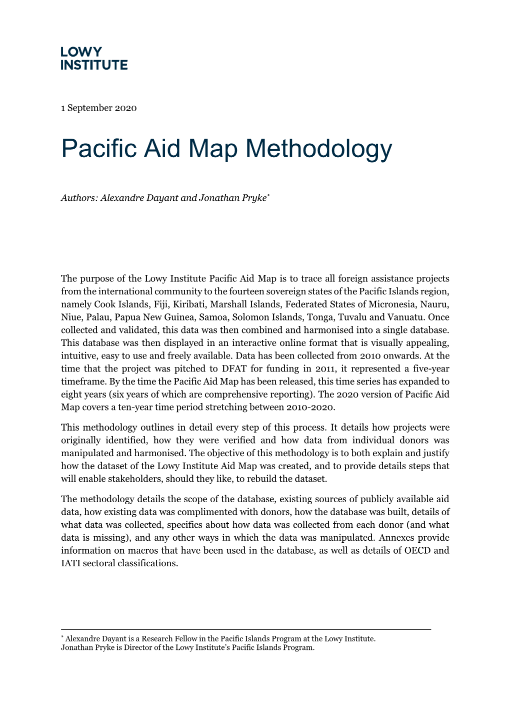 Pacific Aid Map Methodology