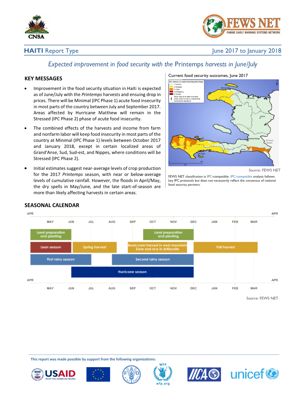 Haiti Report Type, June 2017 to January 2018