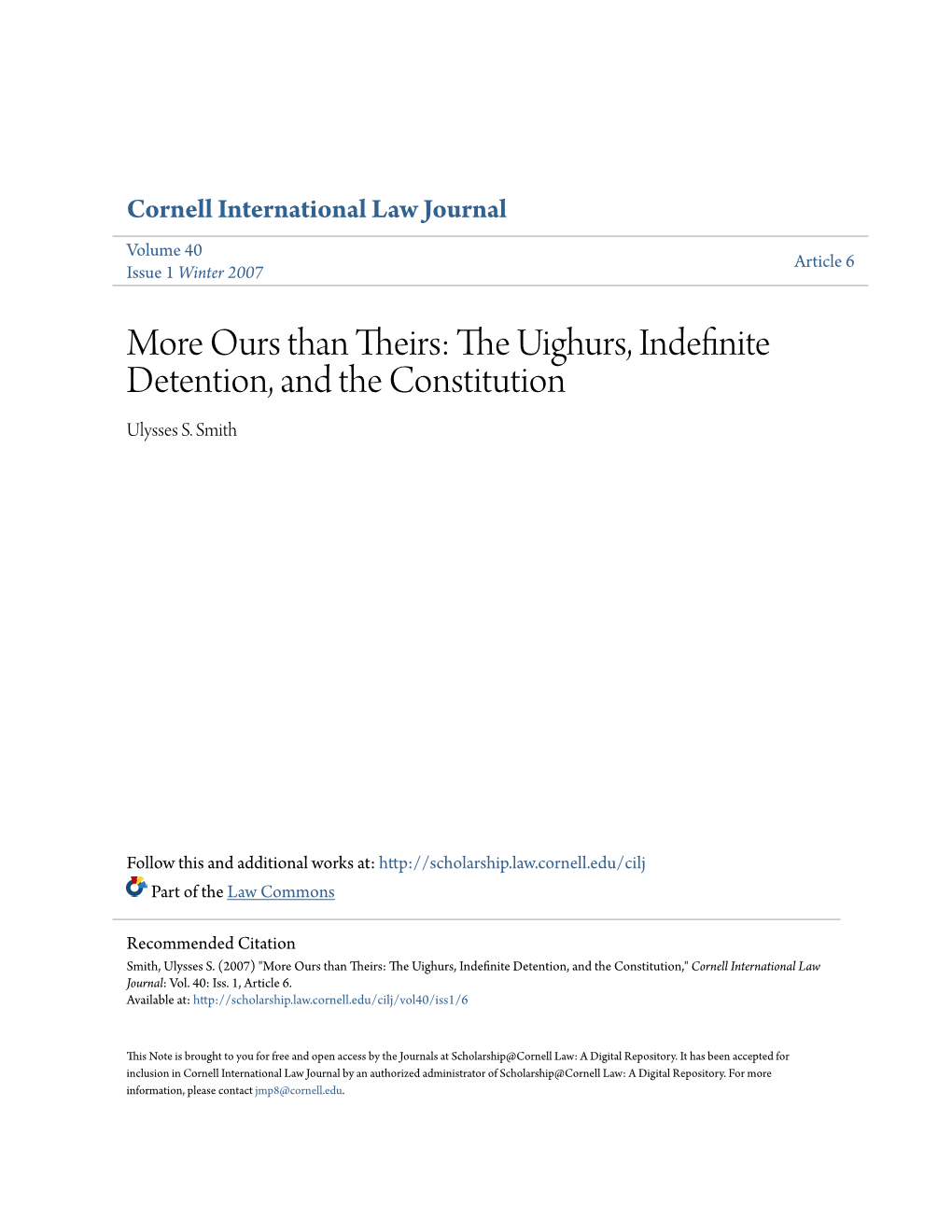 The Uighurs, Indefinite Detention, and the Constitution