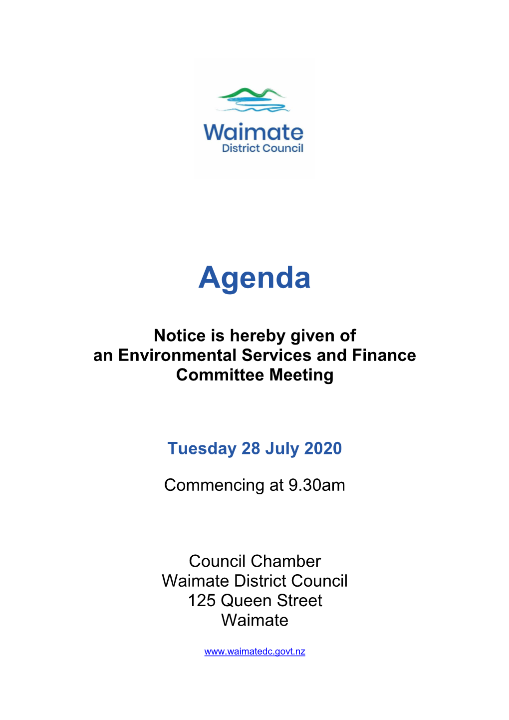 Agenda of Environmental Services and Finance Committee Meeting
