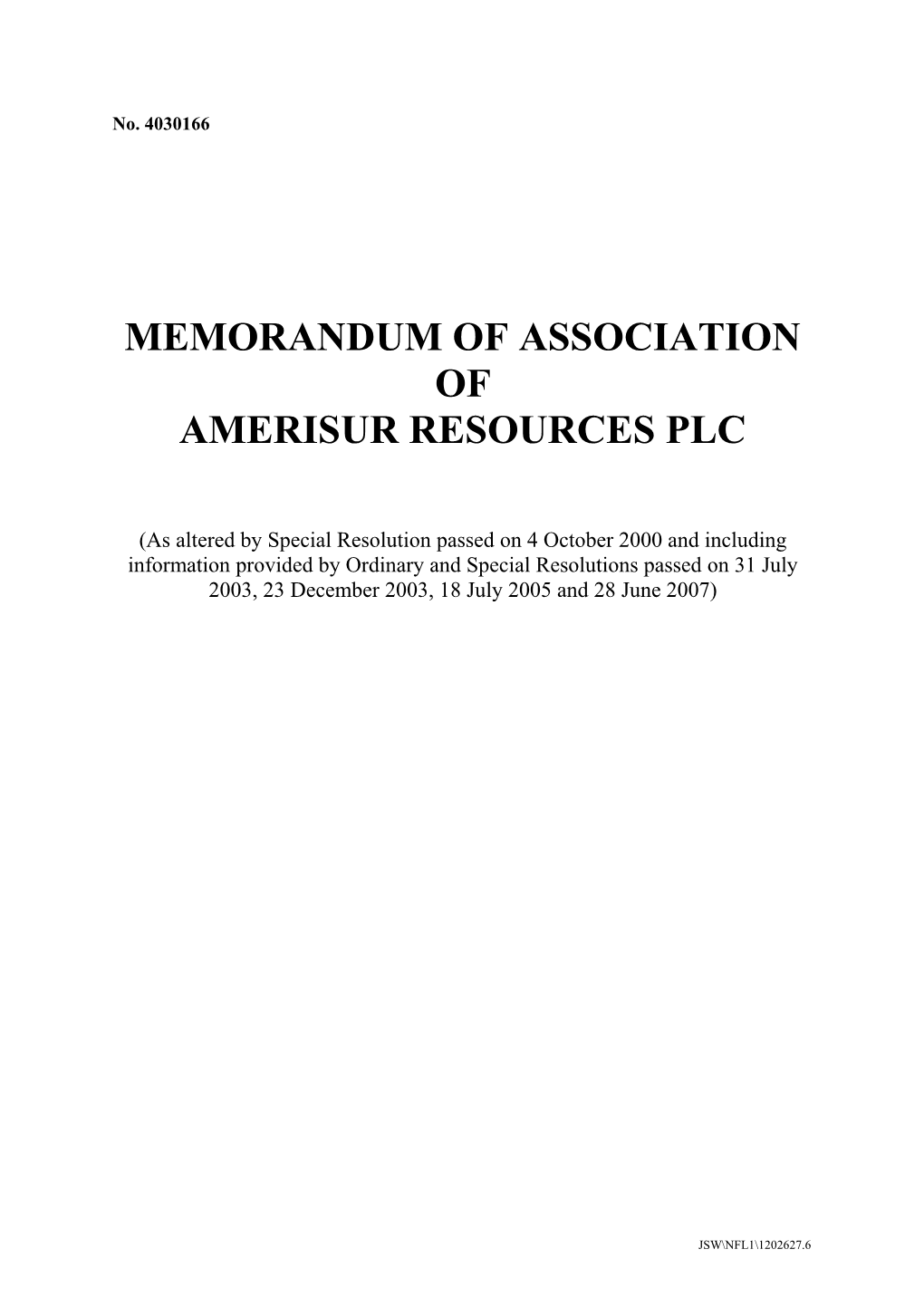 Memorandum of Association