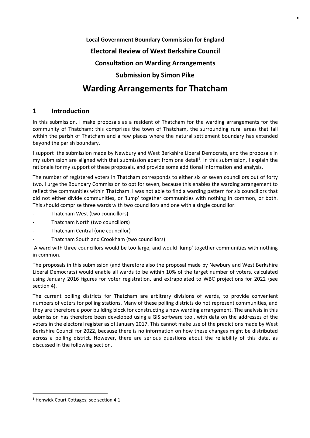 Warding Arrangements for Thatcham