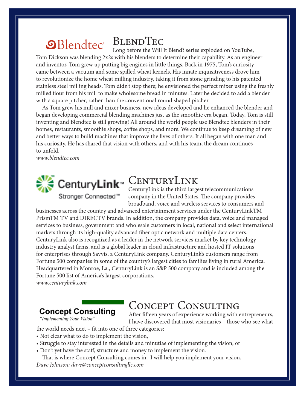 Blendtec Centurylink Concept Consulting