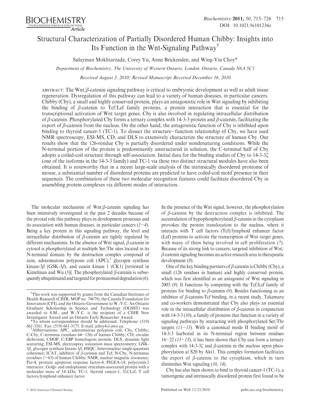 Insights Into Its Function in the Wnt-Signaling Pathway