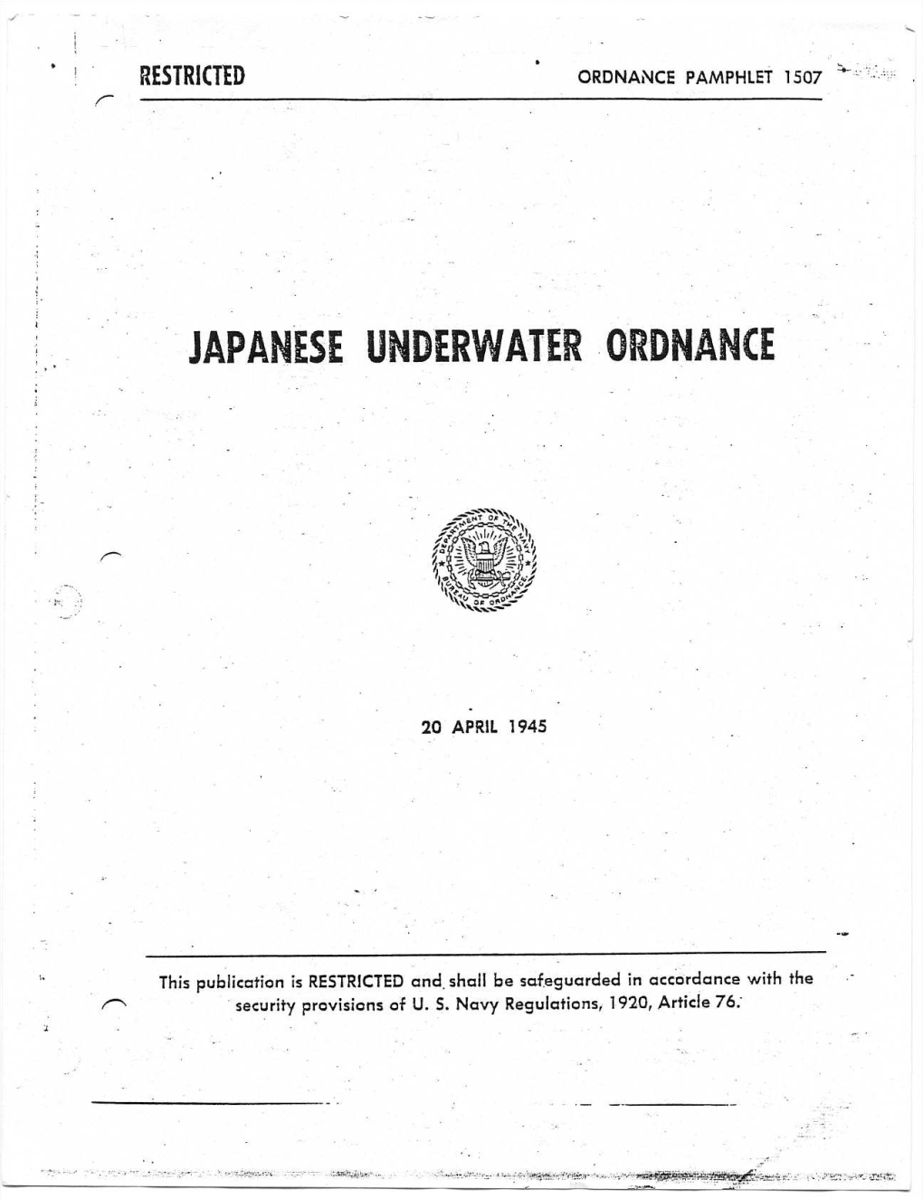 OP 1507, Japanese Underwater Ordnance