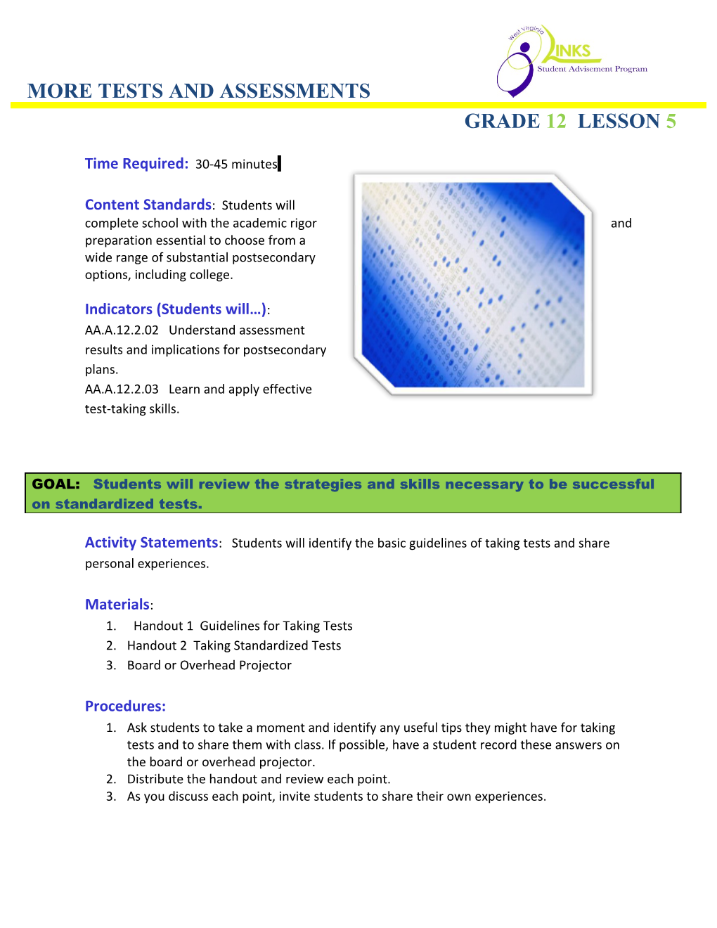 AA.A.12.2.03 Learn and Apply Effective Test-Taking Skills