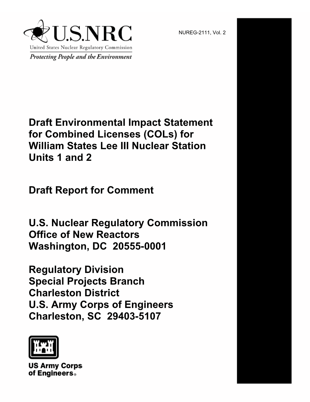 Draft Environmental Impact Statement for Combined Licenses (Cols) for William States Lee III Nuclear Station Units 1 and 2