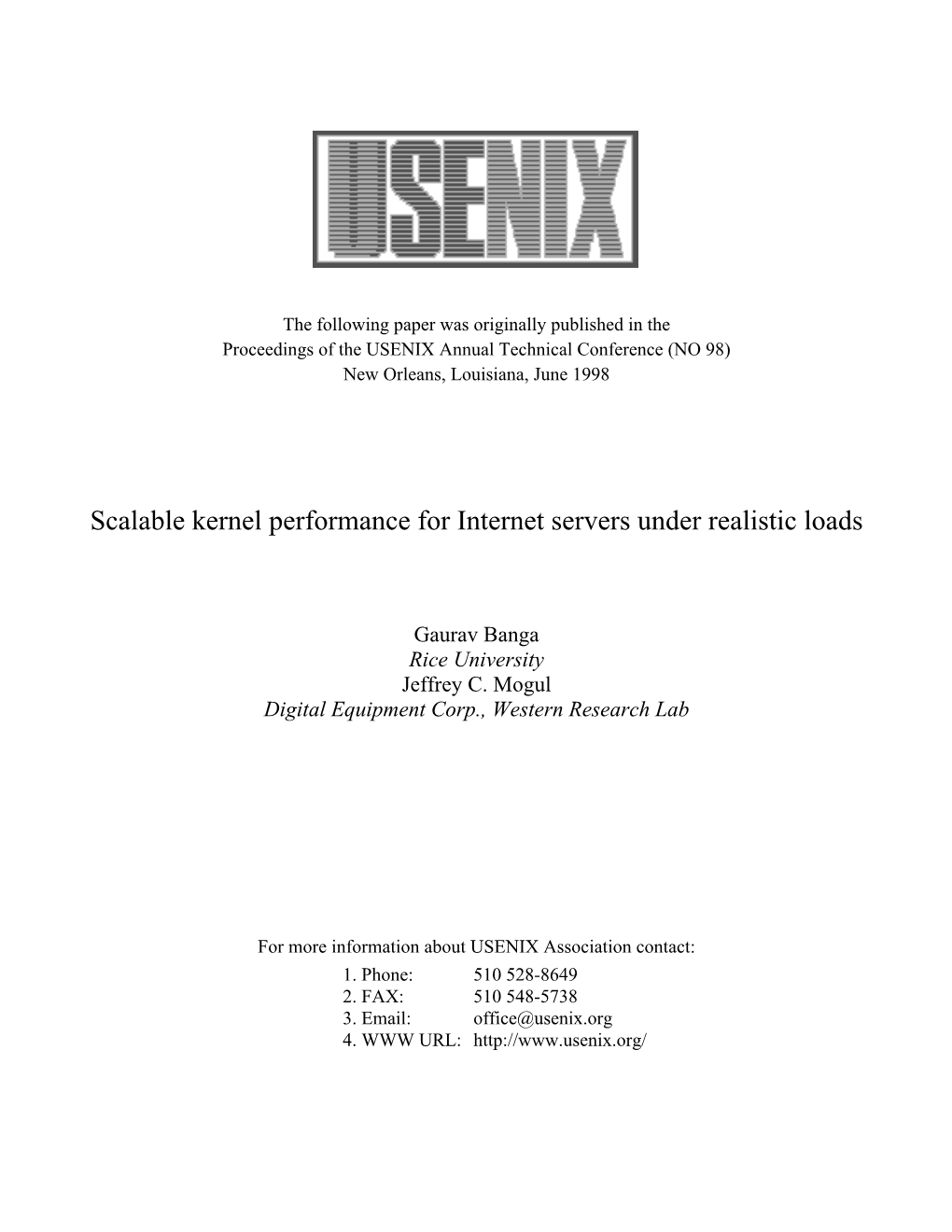 Scalable Kernel Performance for Internet Servers Under Realistic Loads