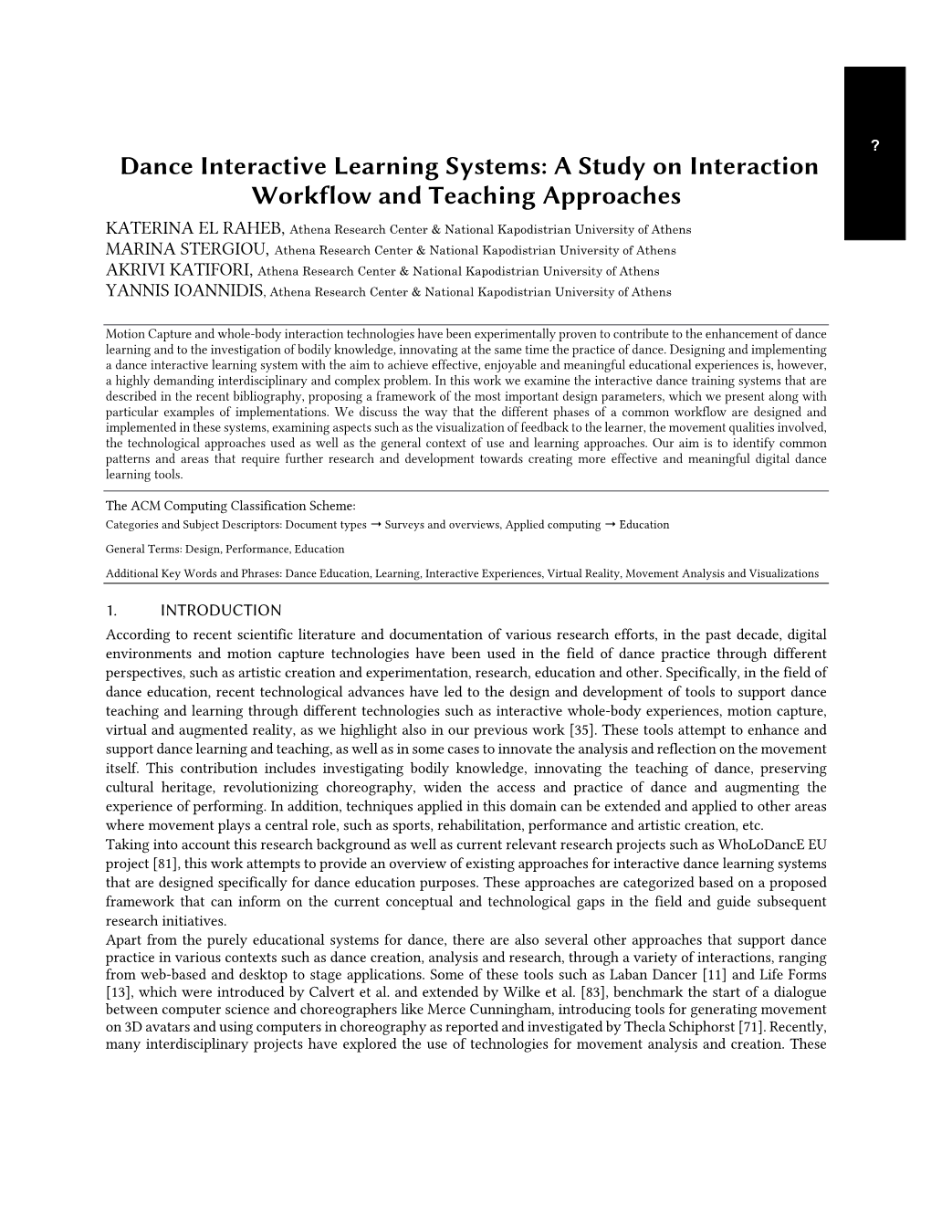 Dance Interactive Learning Systems: a Study on Interaction Workflow and Teaching Approaches