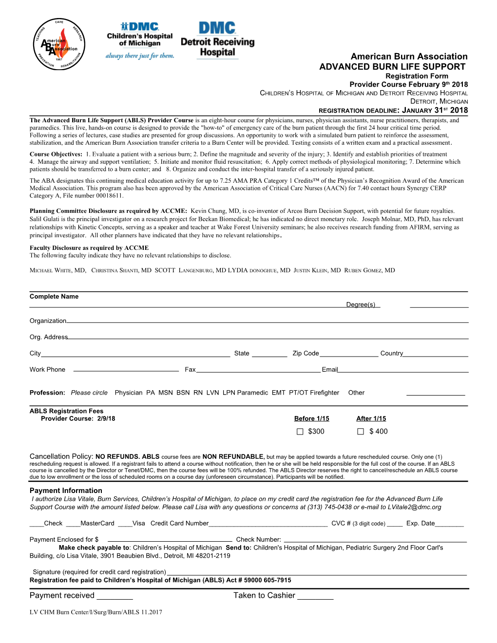 Aba Annual Meeting Registration Form