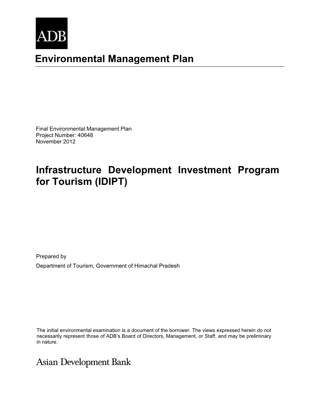 Environmental Management Plan Infrastructure Development