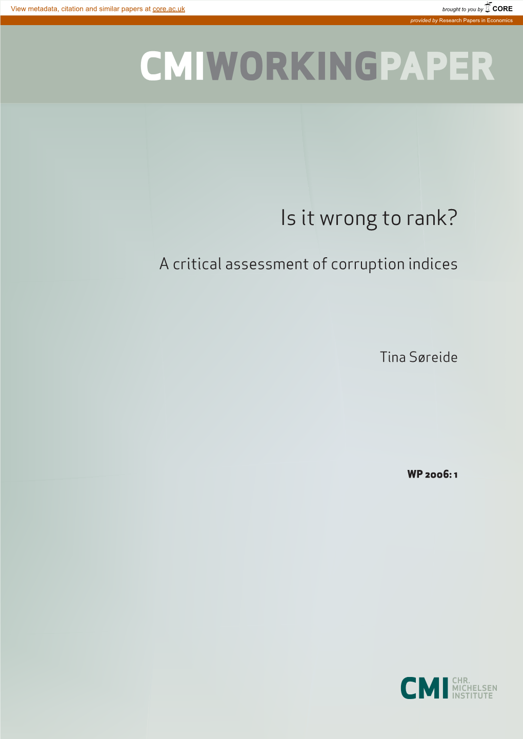 Is It Wrong to Rank? a Critical Assessment of Corruption Indices