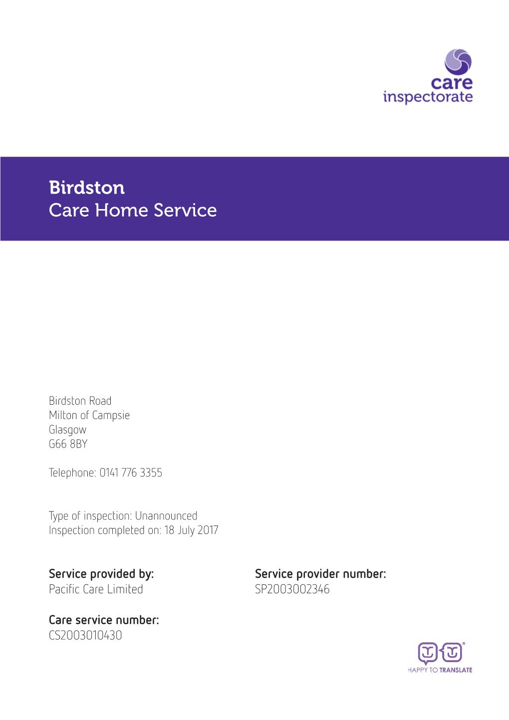 Birdston Care Home Service