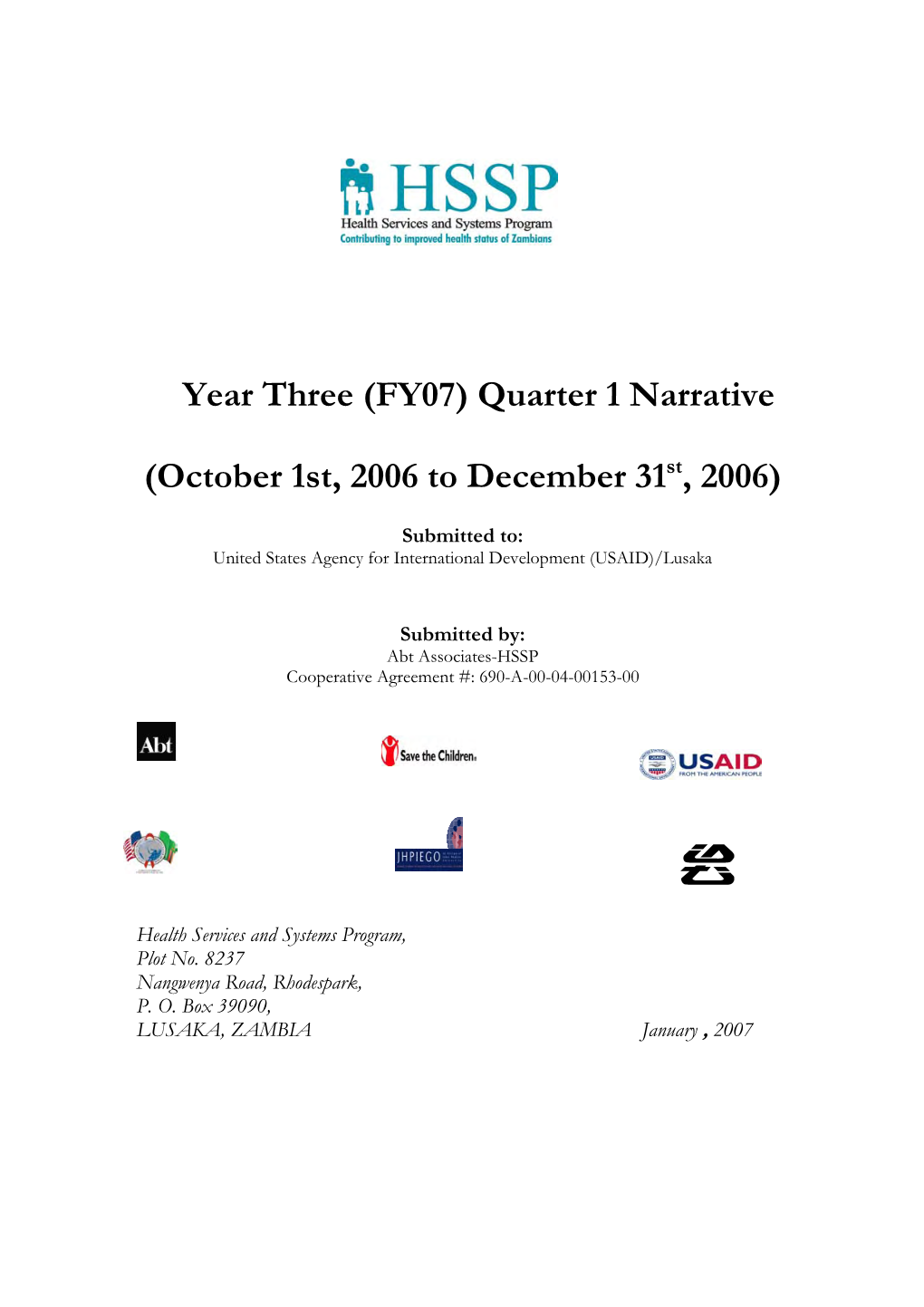 (FY07) Quarter 1 Narrative