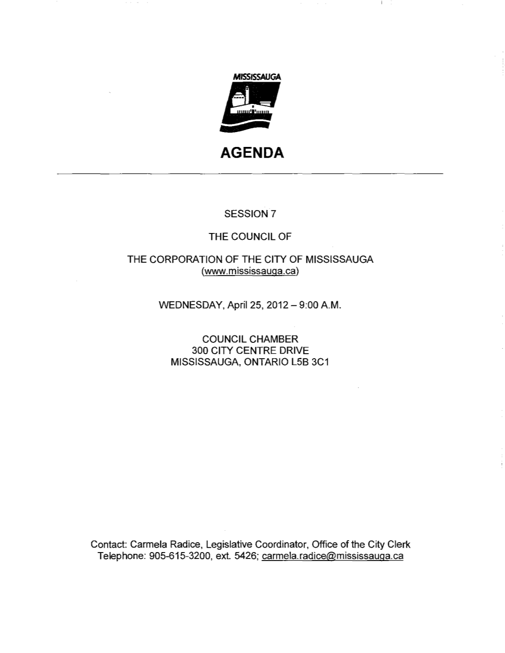 Council Agenda - 2 - April 25, 2012