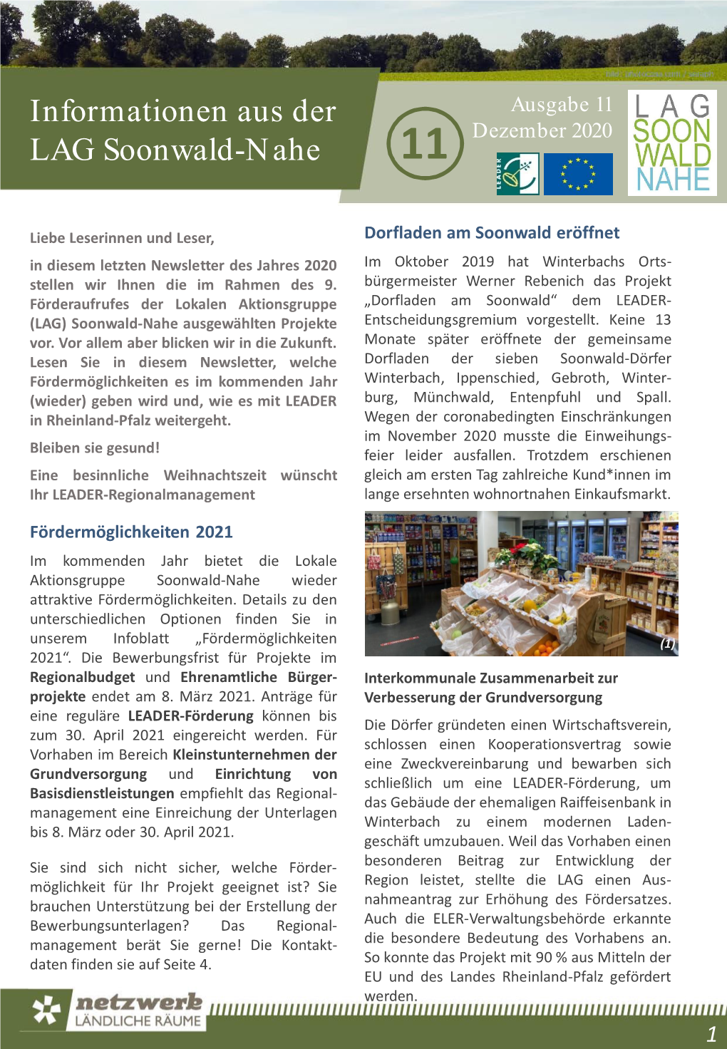11. Newsletter Der LAG Soonwald-Nahe | Dezember 2020