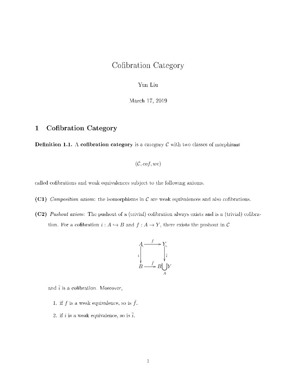 Cofibration Category