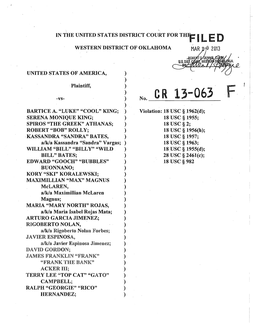 Legendz Indictment Filed Under Seal 3-20-13