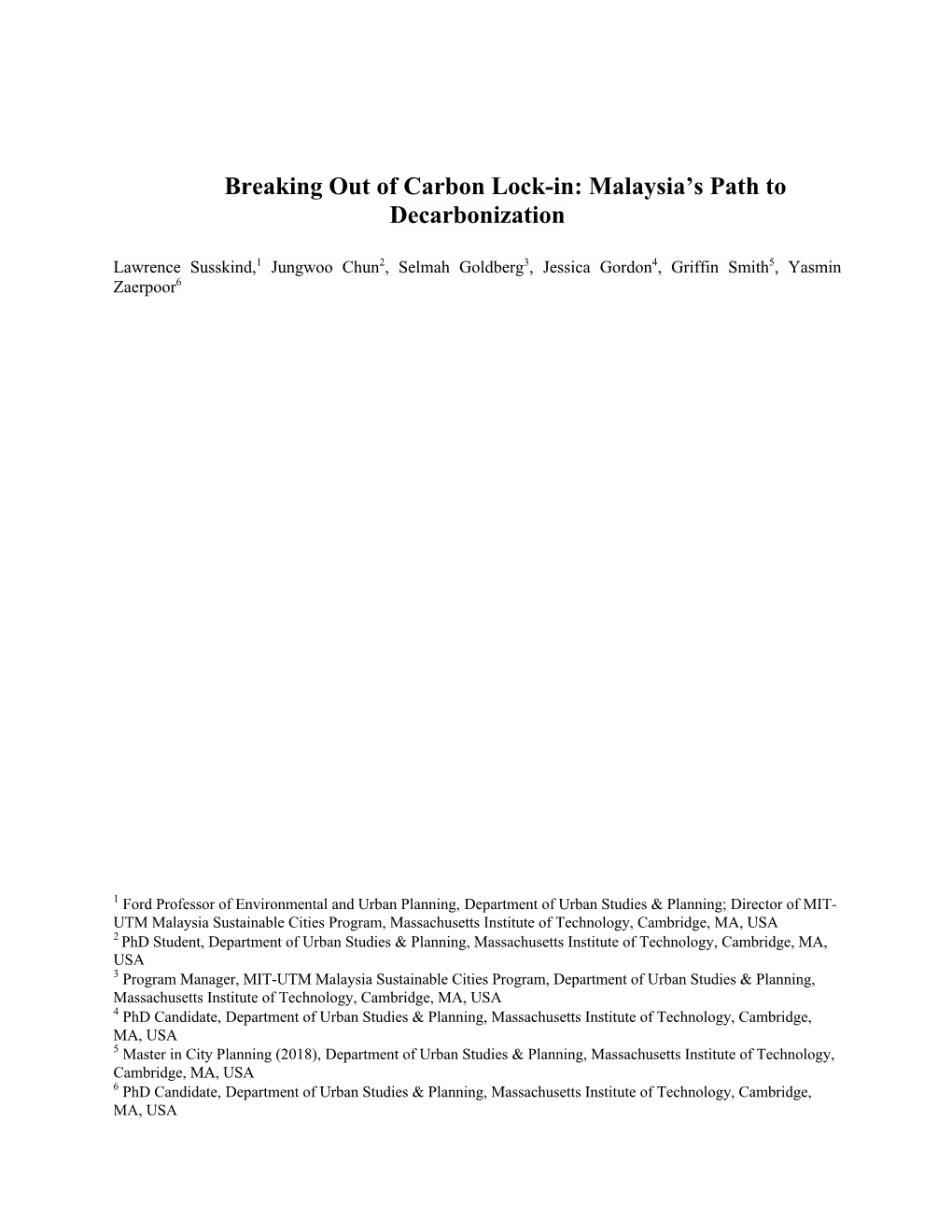 Malaysia's Path to Decarbonization