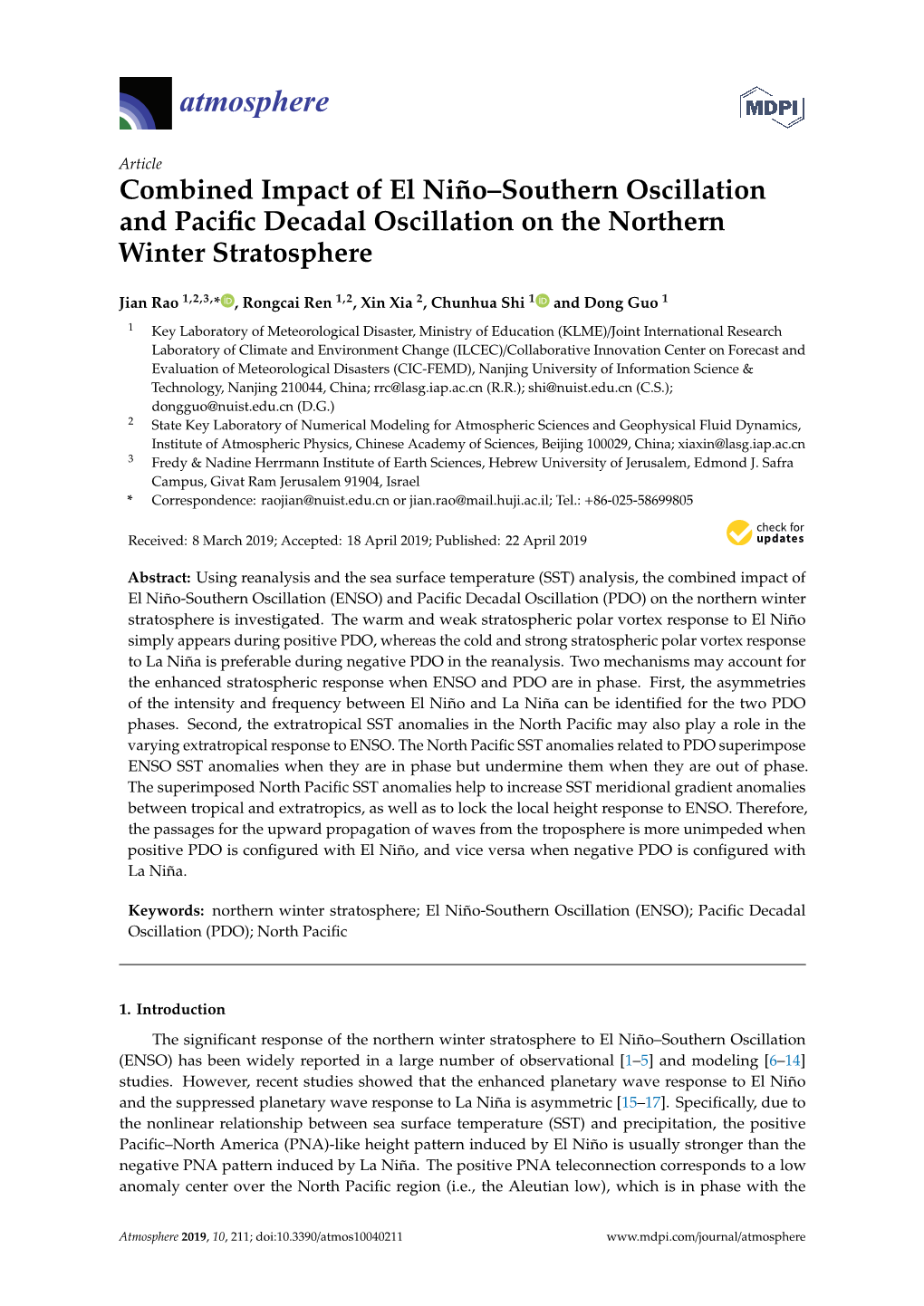 Combined Impact of El Niño–Southern Oscillation and Pacific