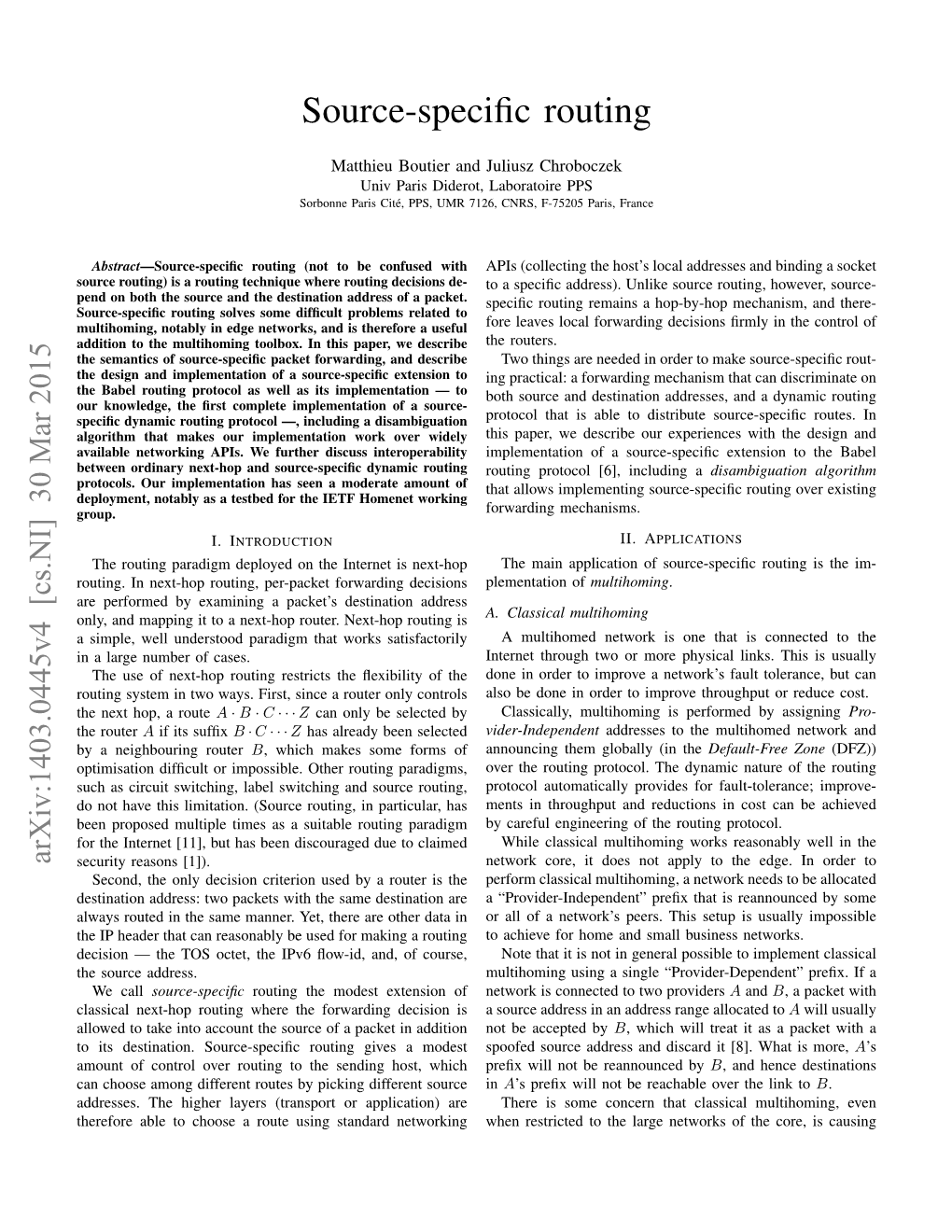 SOURCE-SPECIFIC ROUTING Equipped with the Speciﬁcity Ordering Does Not Have the Same Structure As the Set of Single Preﬁxes: Given a Pair of Addresses A