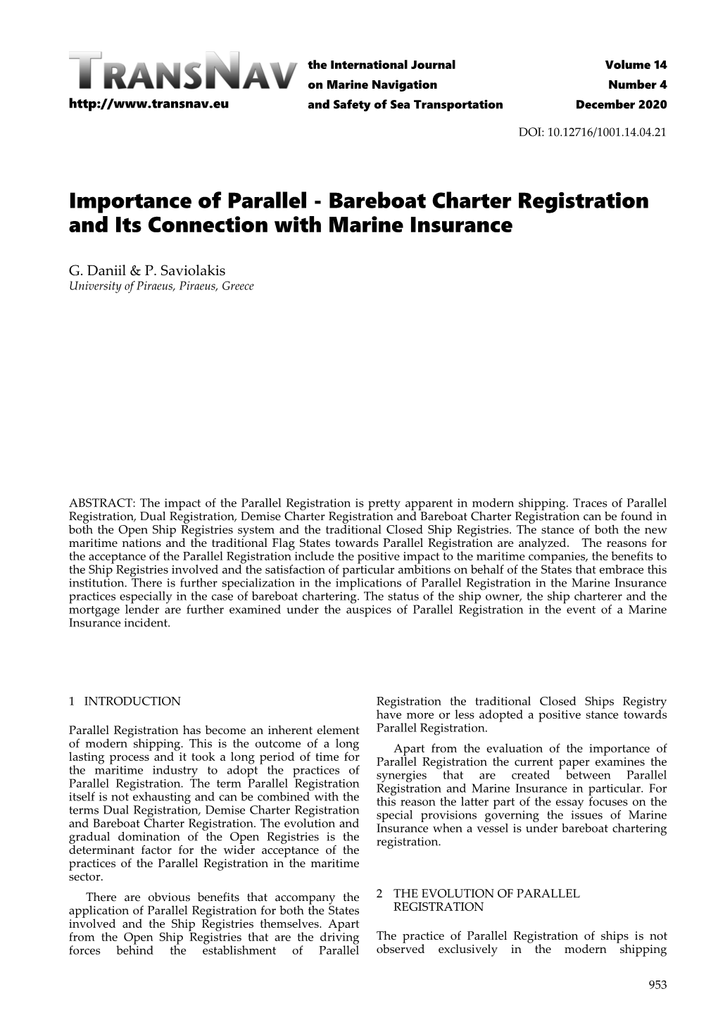 Importance of Parallel - Bareboat Charter Registration and Its Connection with Marine Insurance