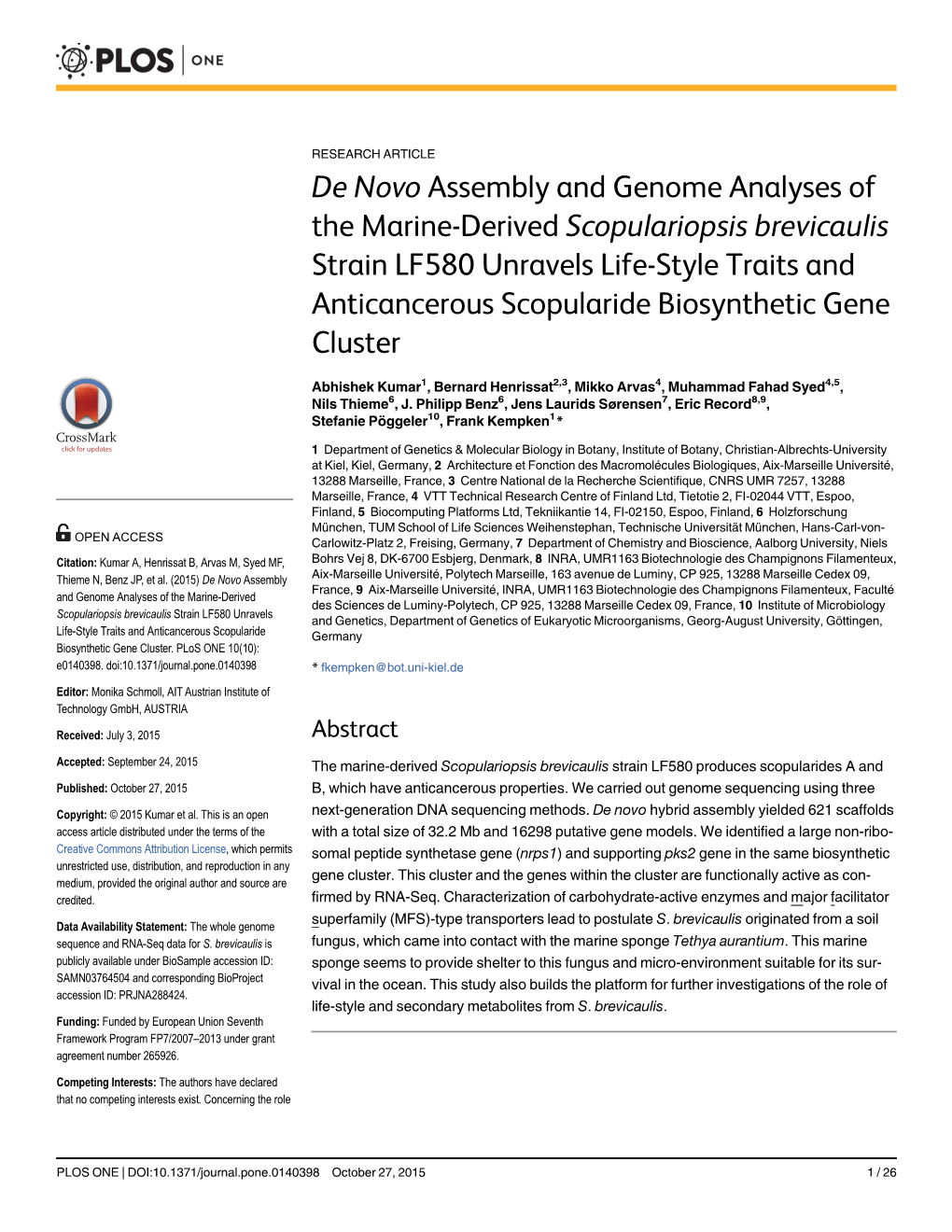 De Novo Assembly and Genome Analyses of The