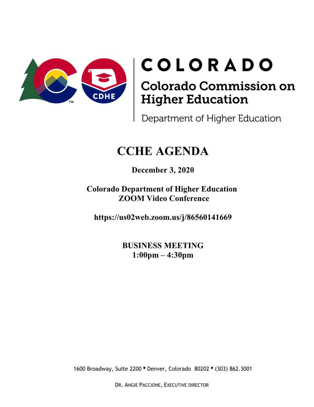 CCHE AGENDA December 3, 2020