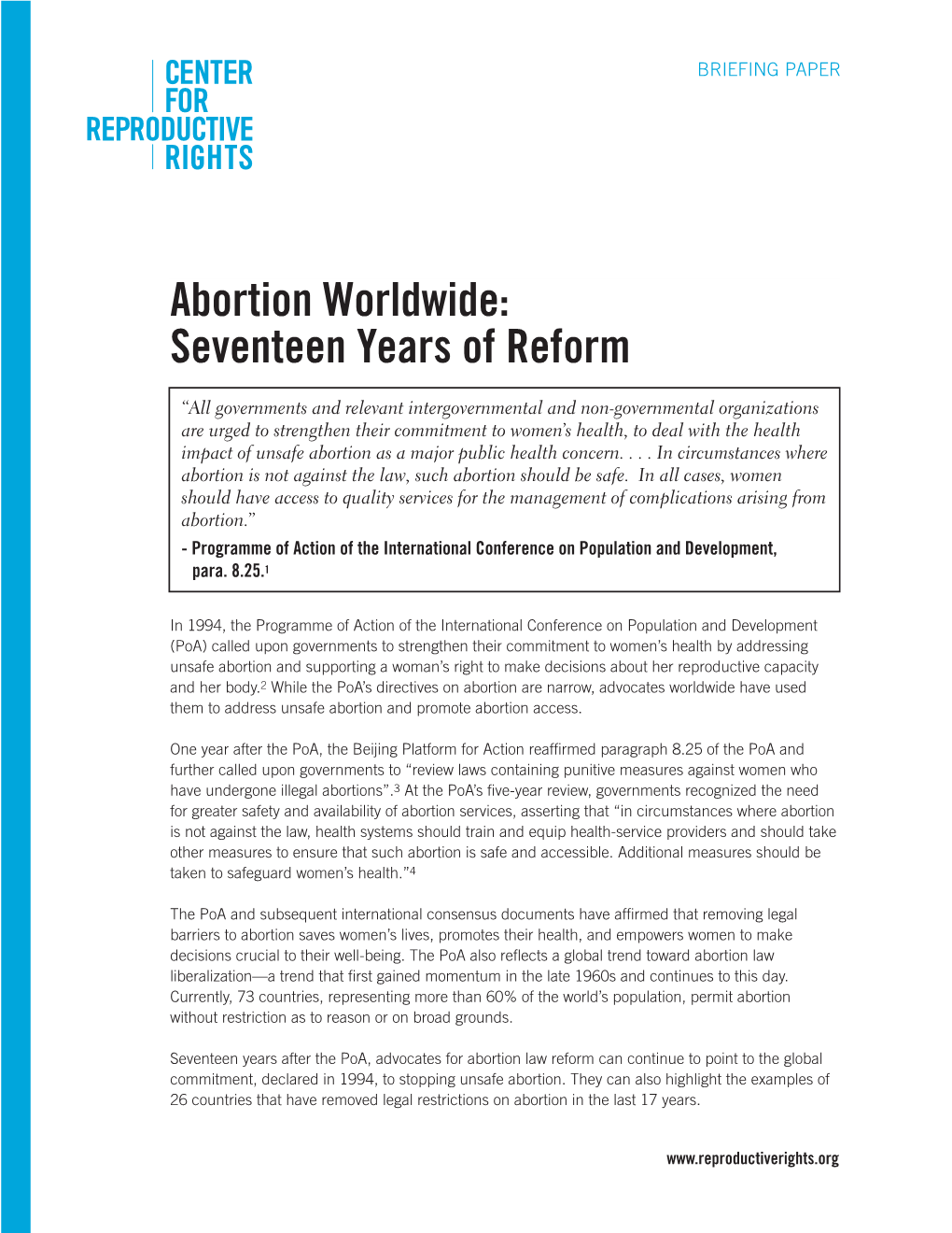 Abortion Worldwide: Seventeen Years of Reform