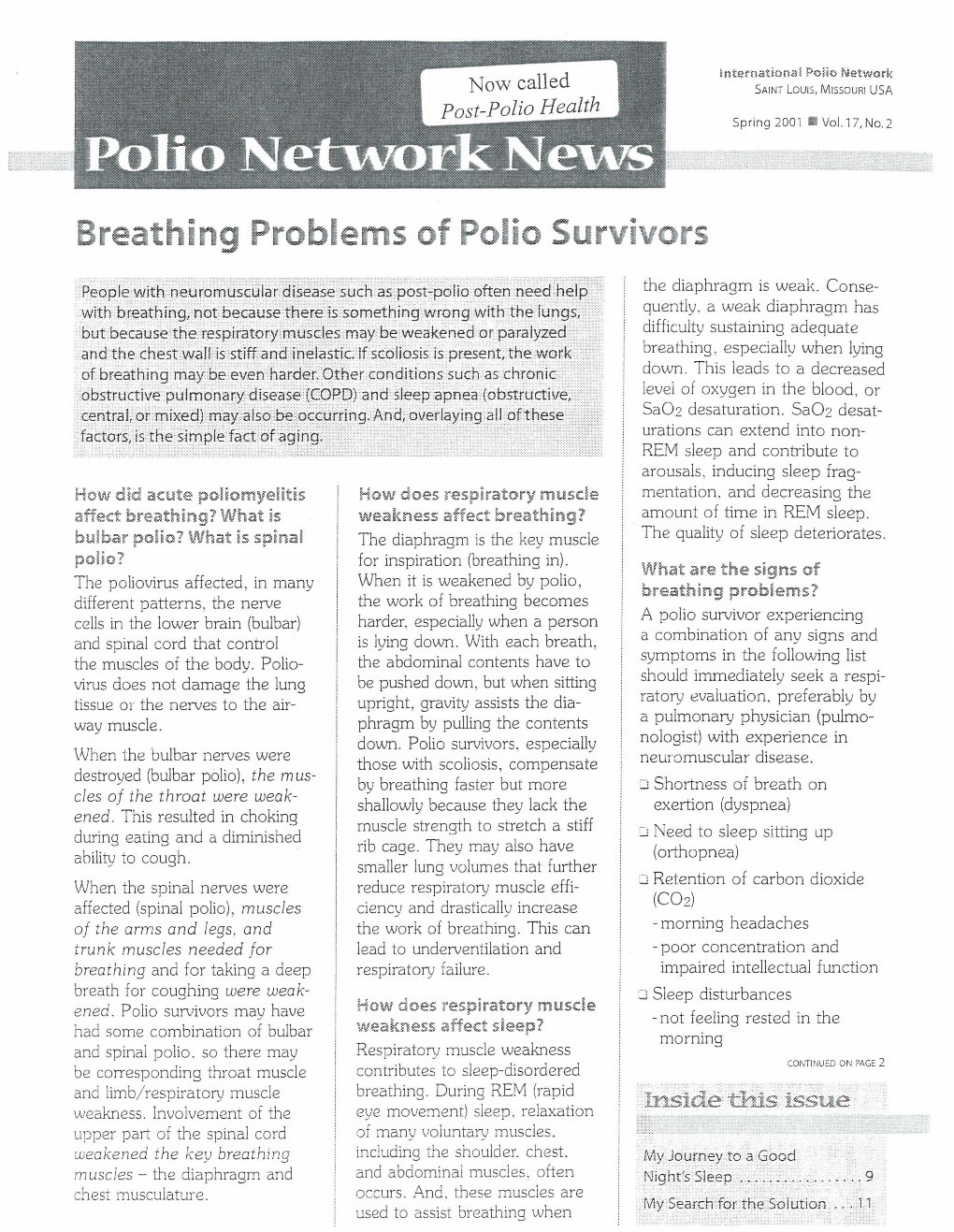 Breathing Problems of Polio Survivors