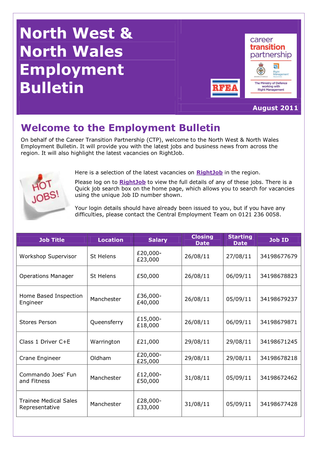 North West & North Wales Employment Bulletin