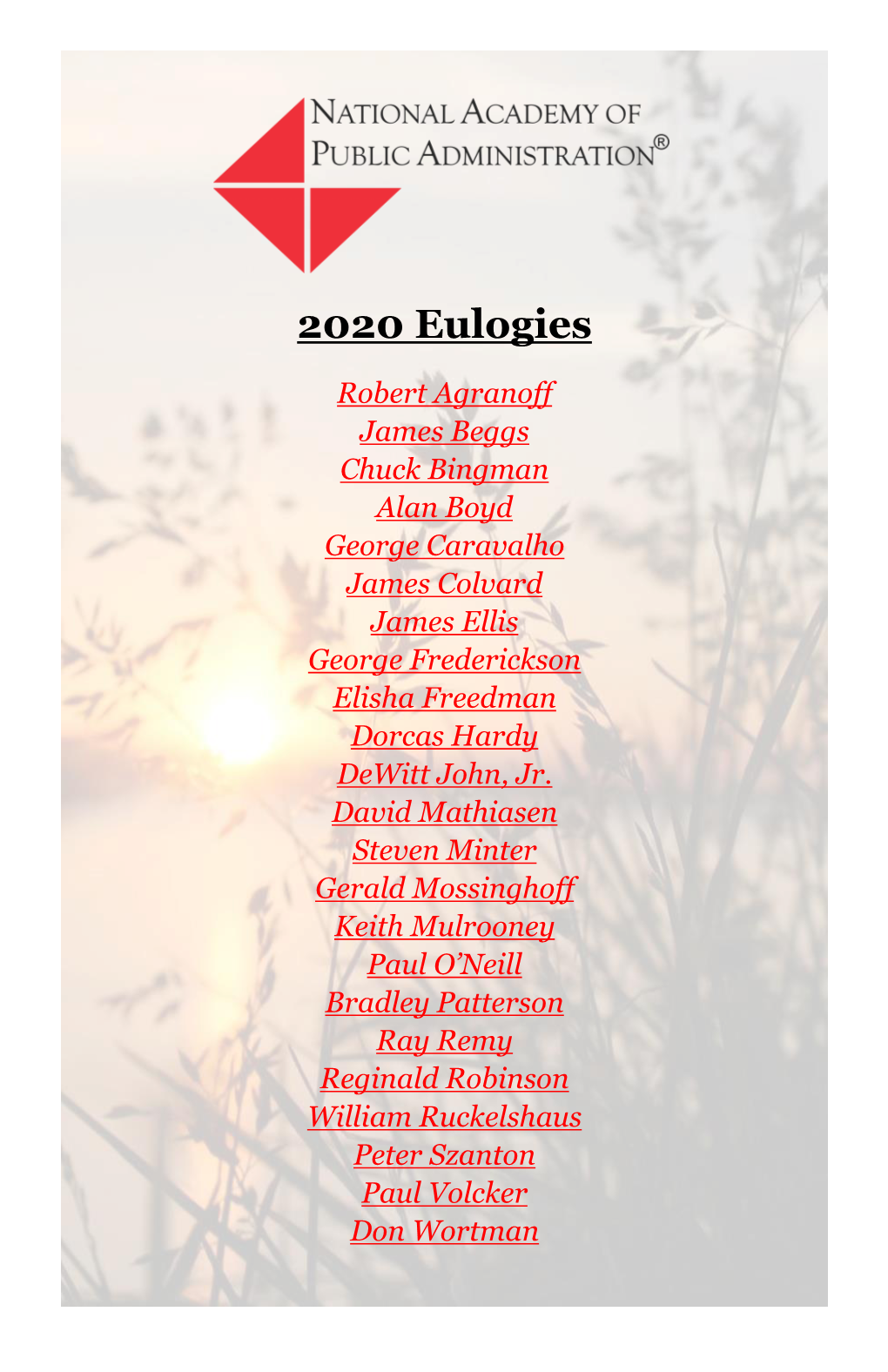 2020 Eulogies