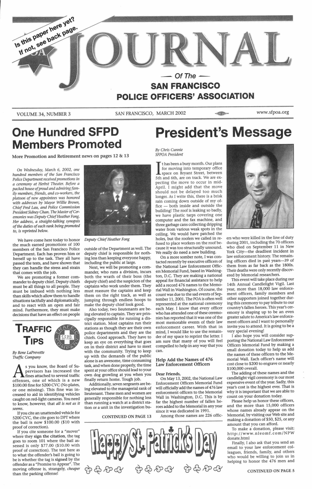 MARCH 2002 One Hundred SFPD President's Message