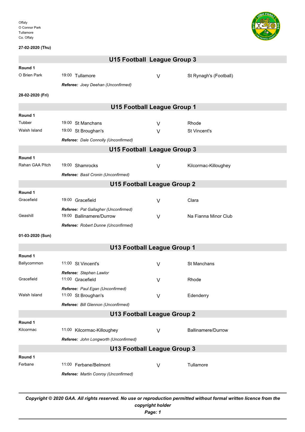 GAA Competition Report