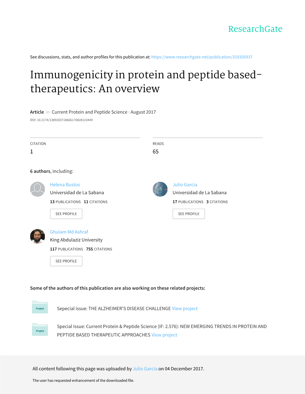 Immunogenicity in Protein and Peptide Based-Therapeutics: an Overview