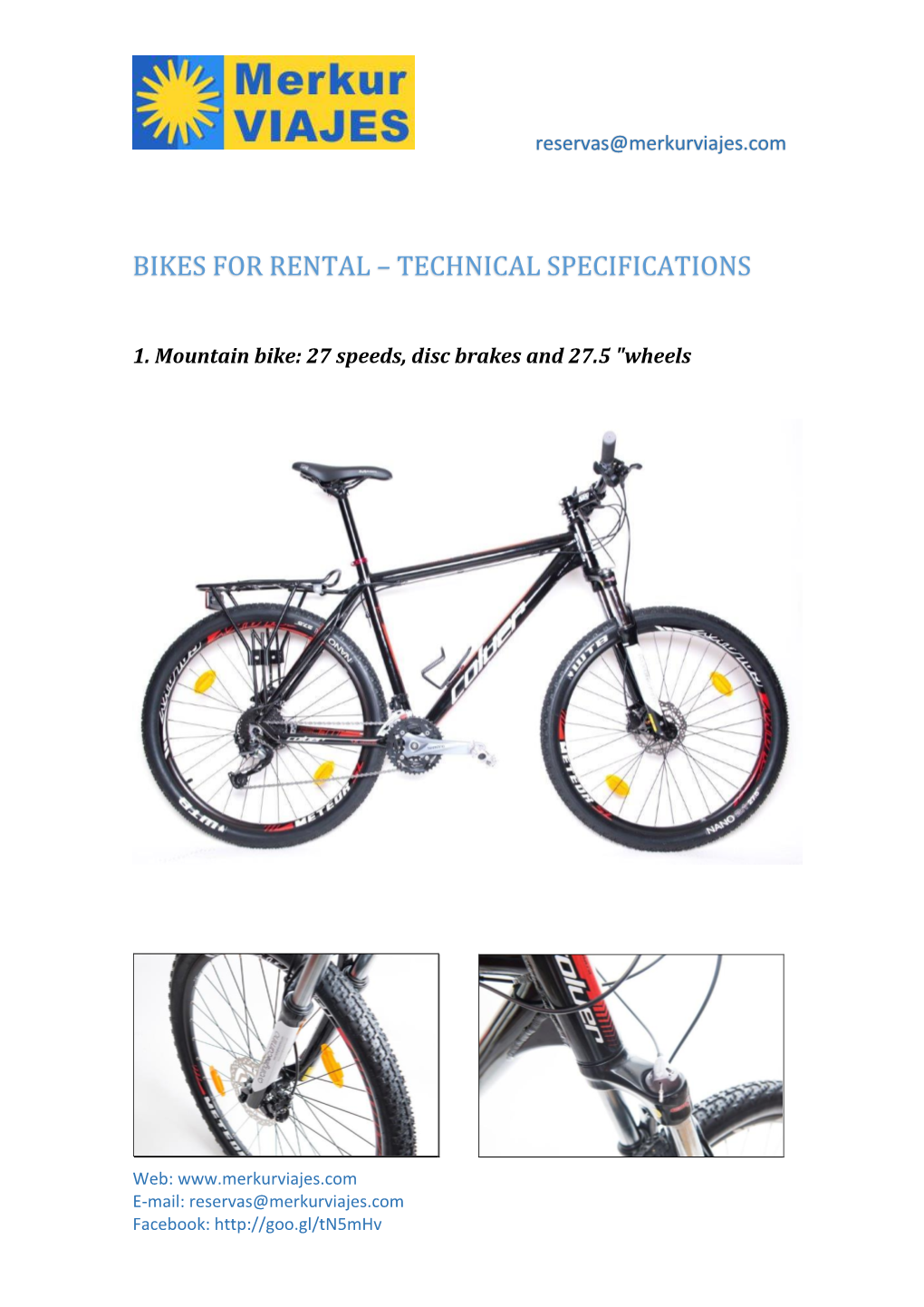 Bikes for Rental – Technical Specifications