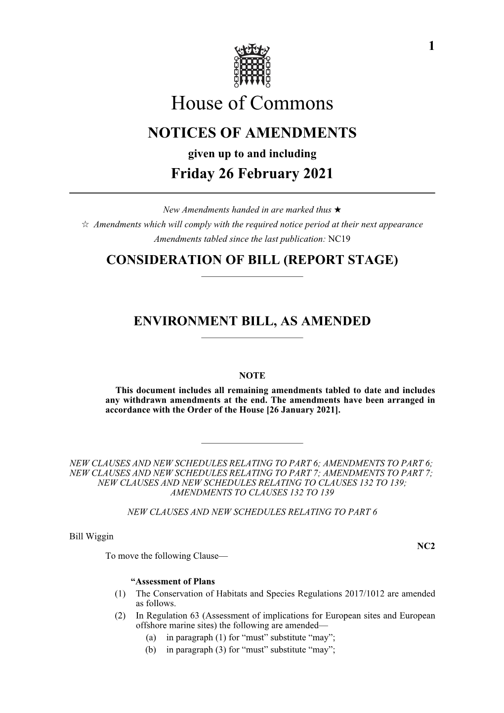 Environment Bill, As Amended