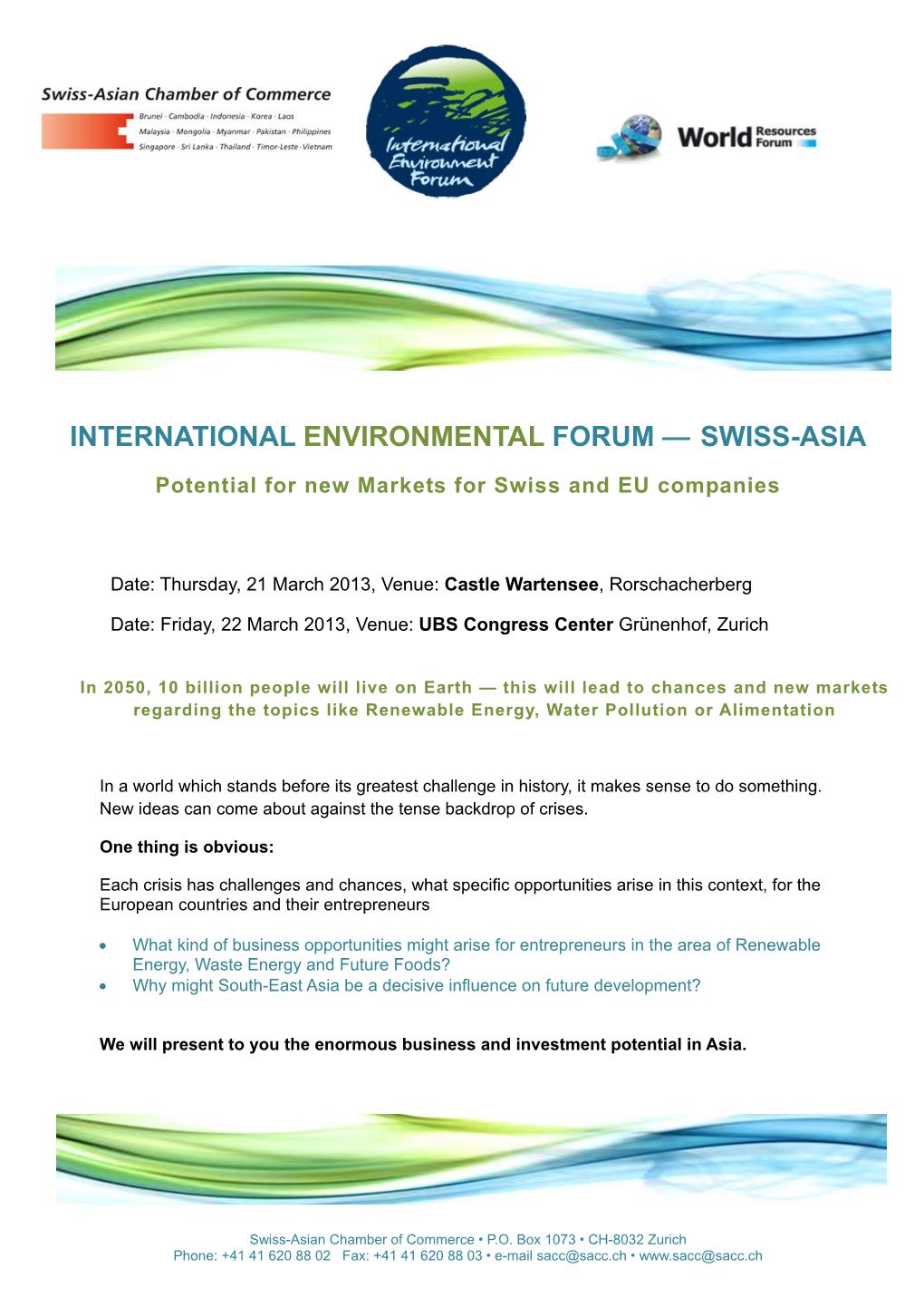International Environmental Forum — Swiss-Asia