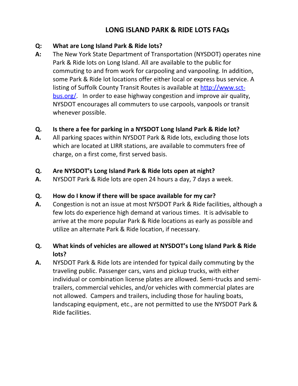 Q: What Are Long Island Park & Ride Lots?