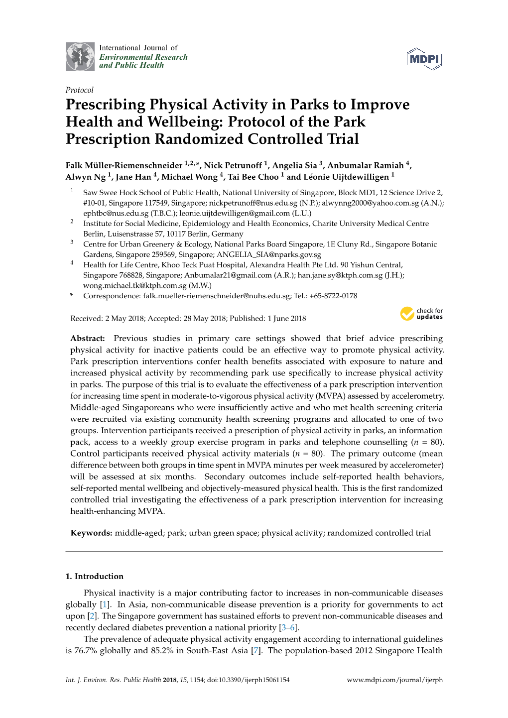 Prescribing Physical Activity in Parks to Improve Health and Wellbeing: Protocol of the Park Prescription Randomized Controlled Trial