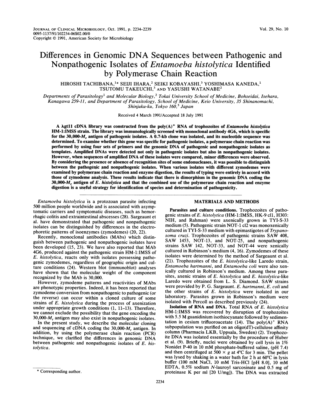 Differences in Genomic DNA Sequences Between Pathogenic