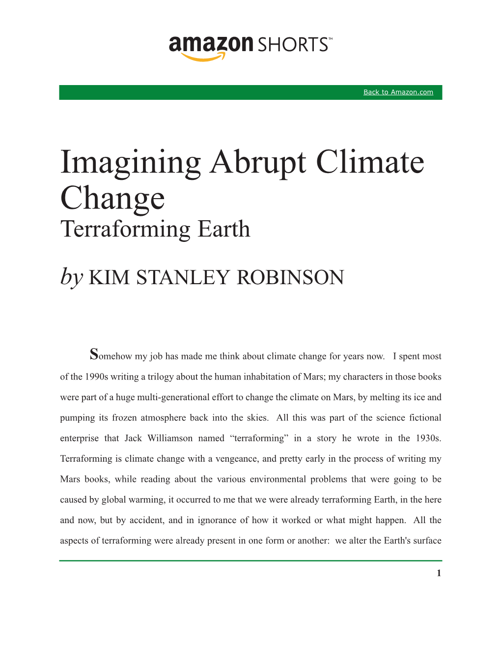 Imagining Abrupt Climate Change Terraforming Earth by KIM STANLEY ROBINSON