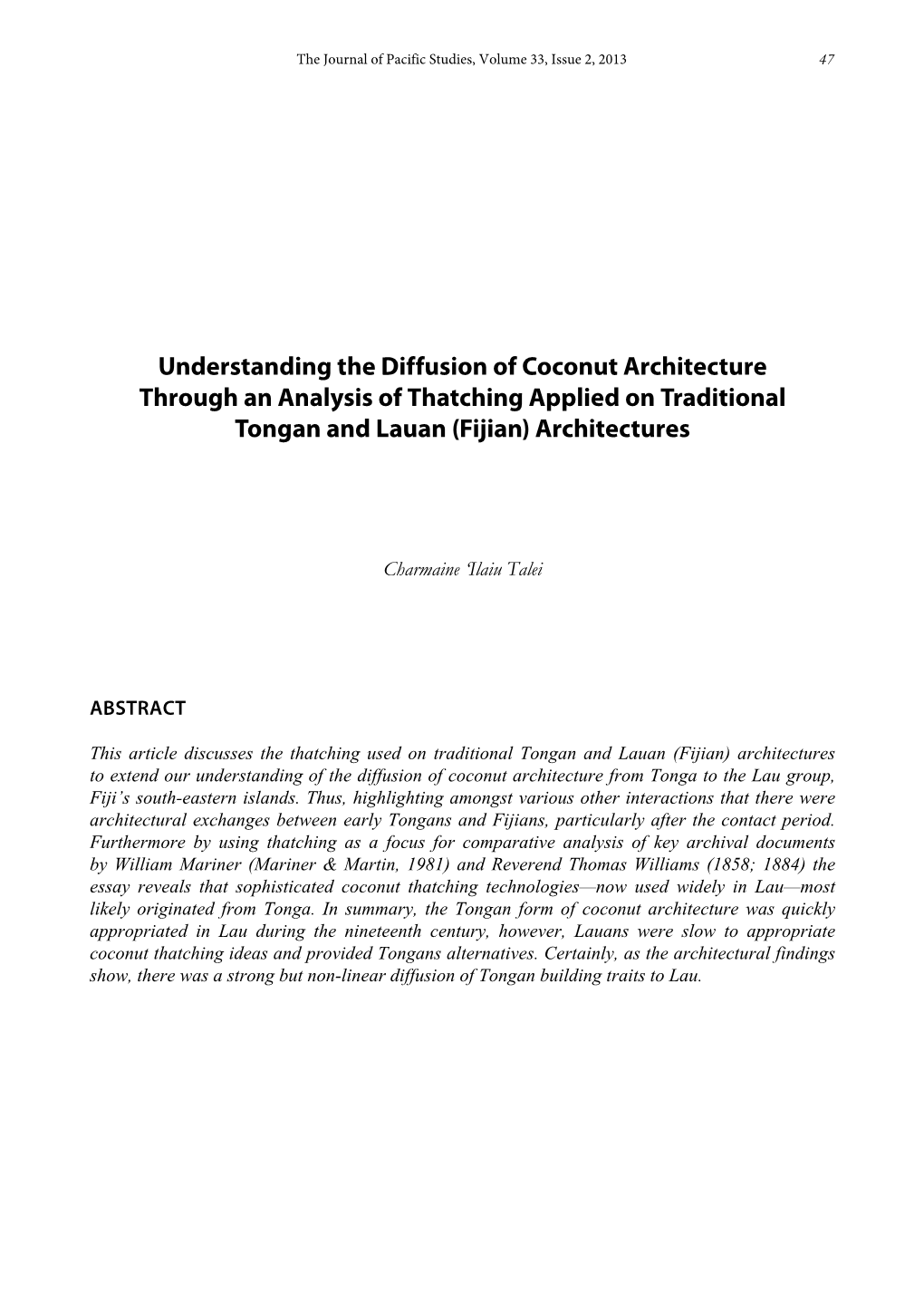 Understanding the Diffusion of Coconut